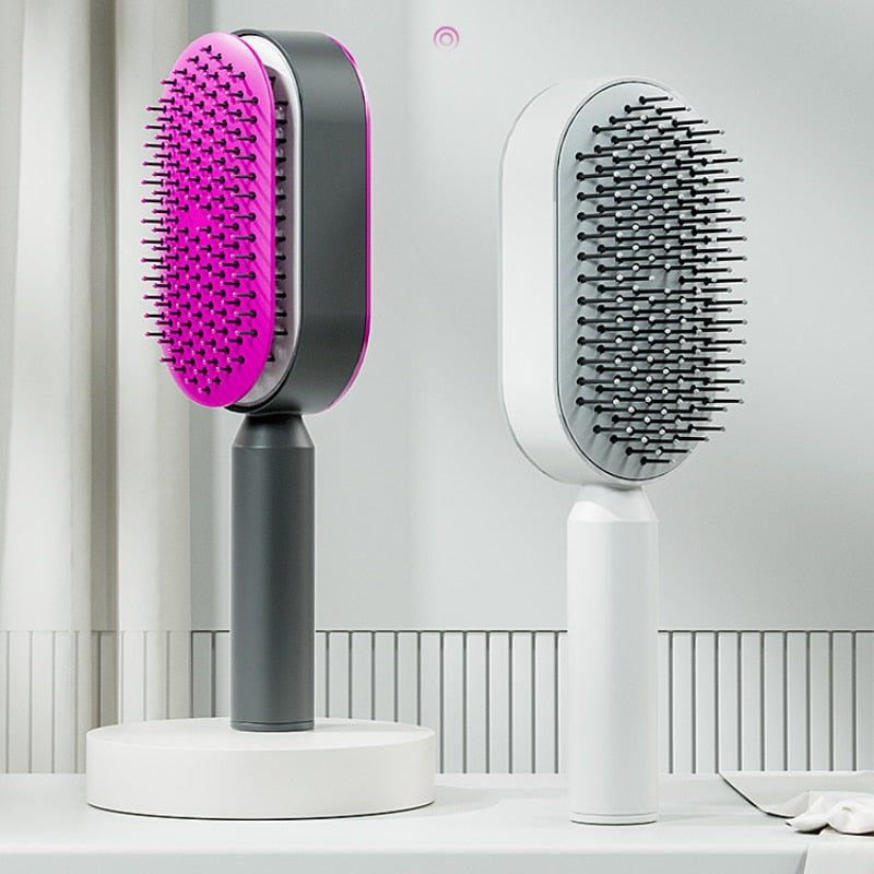 Brosse à cheveux autonettoyante antistatique